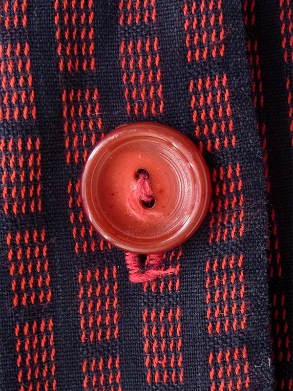 ヨーロッパ古着 70年代フランス製 レッド X ブラック レトロ柄 ヴィンテージ ワンピース 23FC100