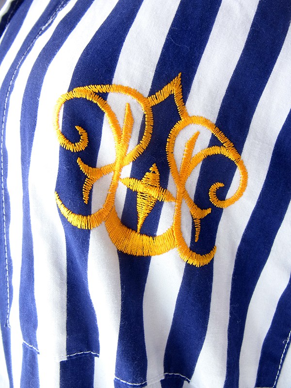 ヨーロッパ古着 フランス買い付け 60年代製 ブルー X ホワイト ストライプ ヴィンテージ ワンピース 23FC128