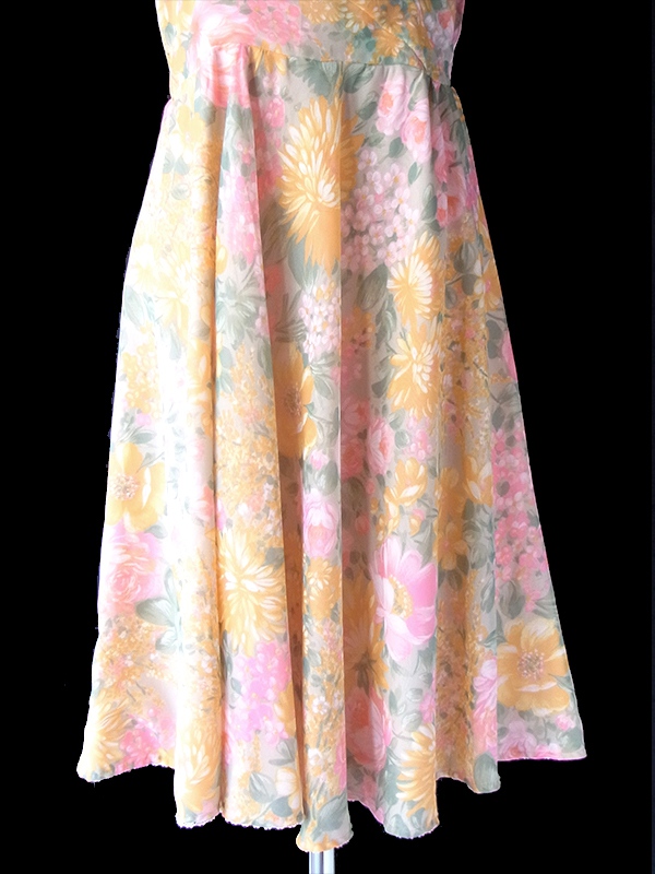 ヨーロッパ古着 フランス買い付け 70年代製 絵画のような花柄プリント カシュクール ワンピース 23FC129