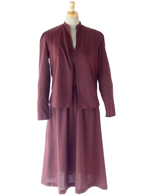 ヨーロッパ古着 フランス買い付け 70年代製 ブラウン X ワンピース・ヴェスト セットアップ 23FC405