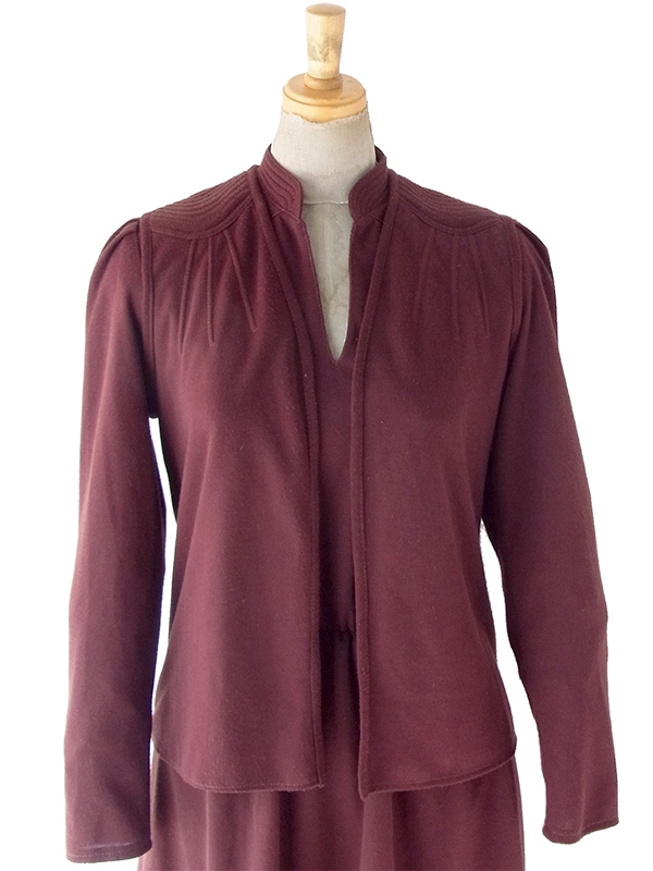 ヨーロッパ古着 フランス買い付け 70年代製 ブラウン X ワンピース・ヴェスト セットアップ 23FC405