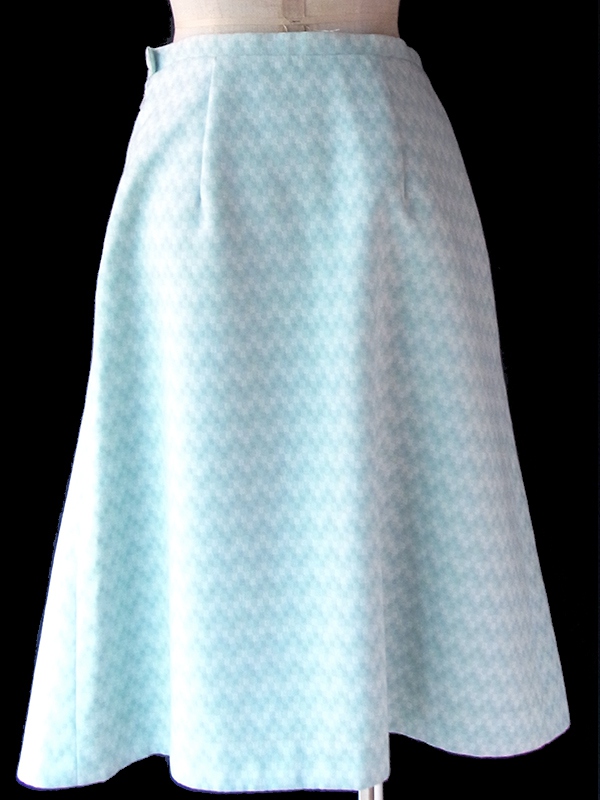 ヨーロッパ古着 フランス買い付け 70年代製 水色 X ホワイト ブロックチェック ヴィンテージ スカート 23FC410