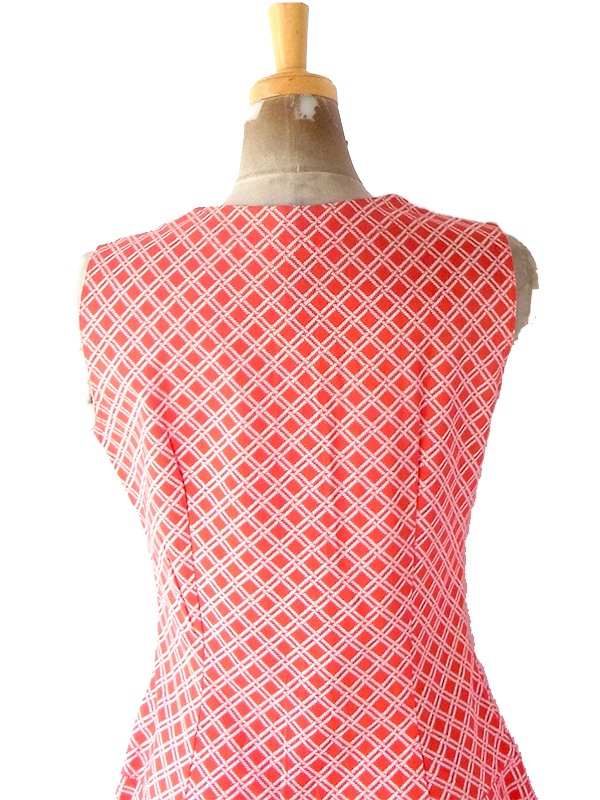 ヨーロッパ古着 フランス買い付け 60年代製 レッド X ホワイト ロープ柄 ヴィンテージ ワンピース 24FC012