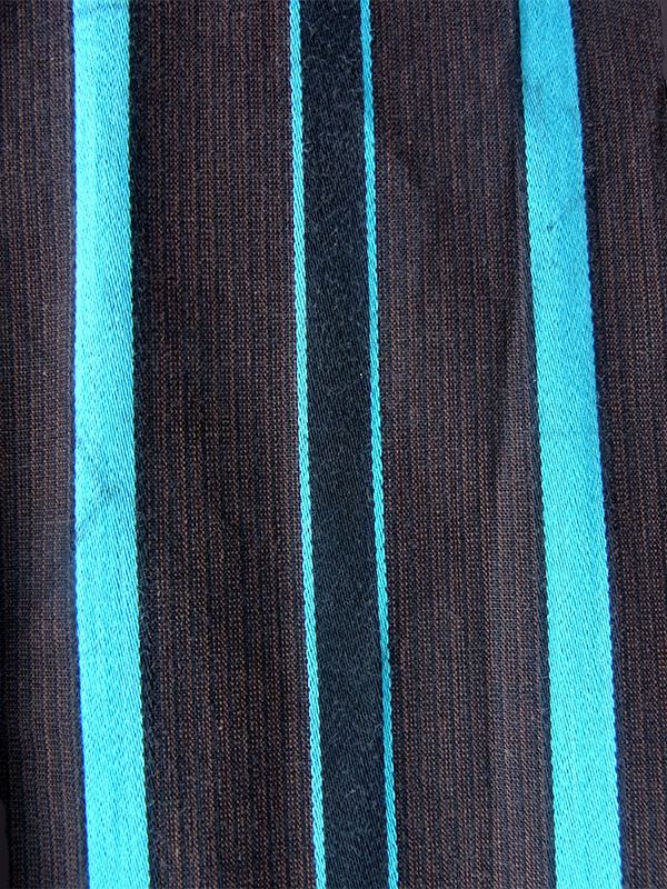 ヨーロッパ古着 フランス買い付け 60年代製 ブラウン X 水色 ストライプ 胸元リボン シャツ ワンピース 24FC014