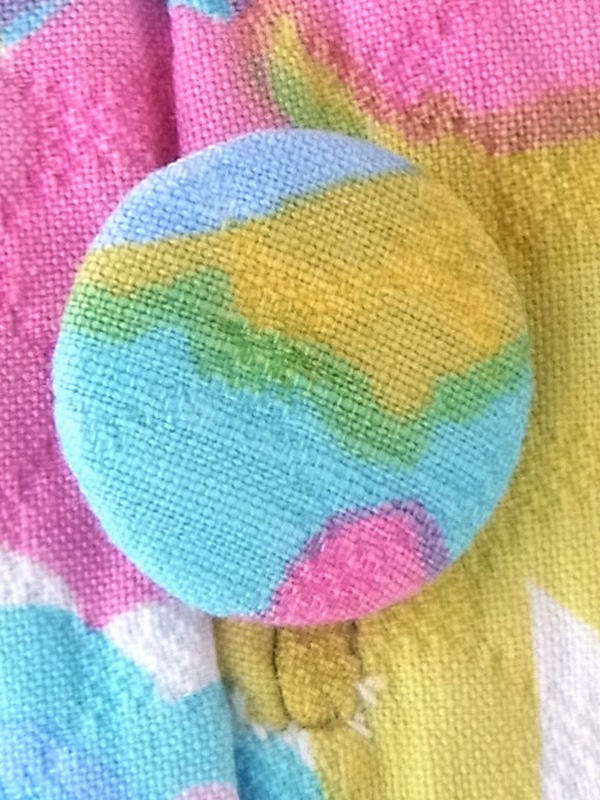 ヨーロッパ古着 フランス買い付け 60年代製 ホワイト X カラフル ボタニカル柄 ポケット付き ワンピース 24FC202