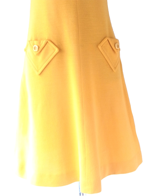 ヨーロッパ古着 ロンドン買い付け 70年代製 イエロー X シームデザイン ポケット付き ヴィンテージ ワンピース 24OM007