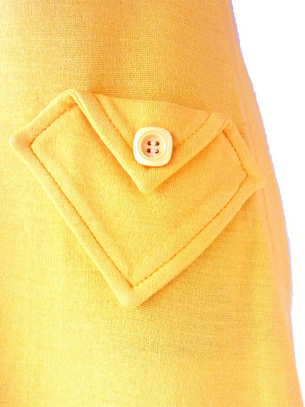ヨーロッパ古着 ロンドン買い付け 70年代製 イエロー X シームデザイン ポケット付き ヴィンテージ ワンピース 24OM007