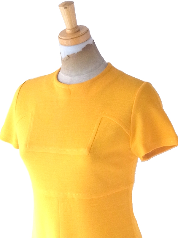 ヨーロッパ古着 ロンドン買い付け 70年代製 イエロー X シームデザイン ポケット付き ヴィンテージ ワンピース 24OM007