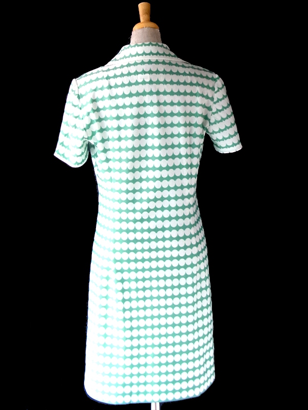 フランス製】70年代フランス製 ミントグリーン X ホワイト 水玉