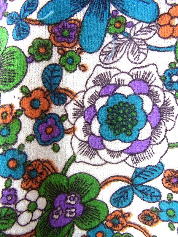 ヨーロッパ古着 ロンドン買い付け 70年代製 ホワイト X カラフル 花柄 ヴィンテージ ワンピース 24OM101