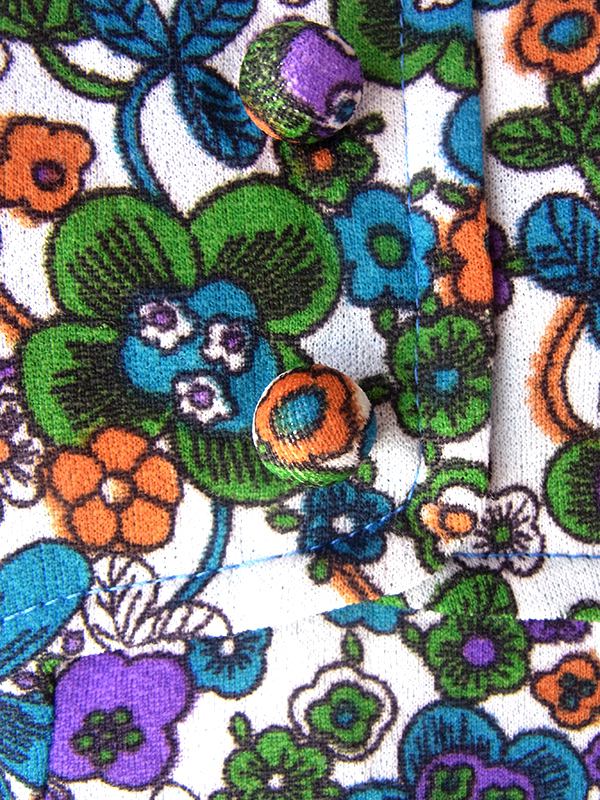 ヨーロッパ古着 ロンドン買い付け 70年代製 ホワイト X カラフル 花柄 ヴィンテージ ワンピース 24OM101