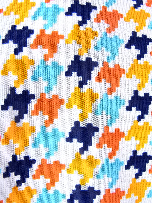 ヨーロッパ古着 ロンドン買い付け 70年代製 ホワイト X カラフル 千鳥格子 ヴィンテージ ワンピース 24OM105