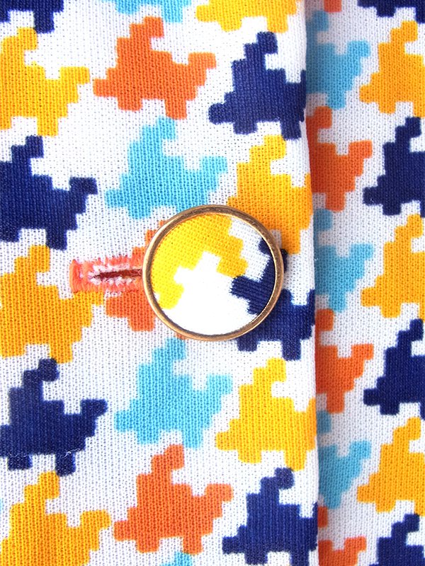 ヨーロッパ古着 ロンドン買い付け 70年代製 ホワイト X カラフル 千鳥格子 ヴィンテージ ワンピース 24OM105