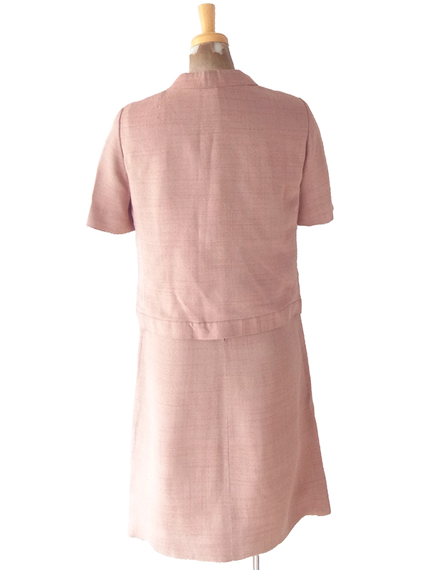 【送料無料】60年代製 サーモンピンク  ジャケット X ワンピース セットアップ 24WB118【レトロ古着】