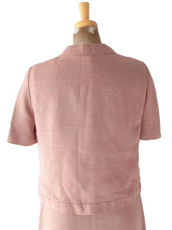 【送料無料】60年代製 サーモンピンク  ジャケット X ワンピース セットアップ 24WB118【レトロ古着】