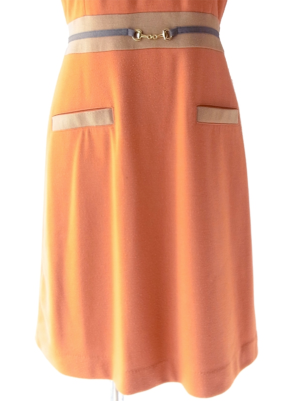 【送料無料】La SCENE PRIVEE パステルオレンジ X ベージュ 生地切り返し ワンピース 25SN000【おとなかわいい】