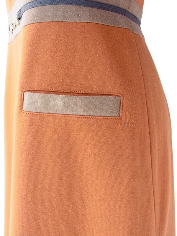 【送料無料】La SCENE PRIVEE パステルオレンジ X ベージュ 生地切り返し ワンピース 25SN000【おとなかわいい】