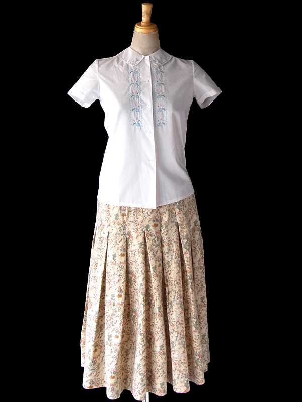 おとなかわいい】フランス買付け 60年代製 ベージュ X 花柄プリント
