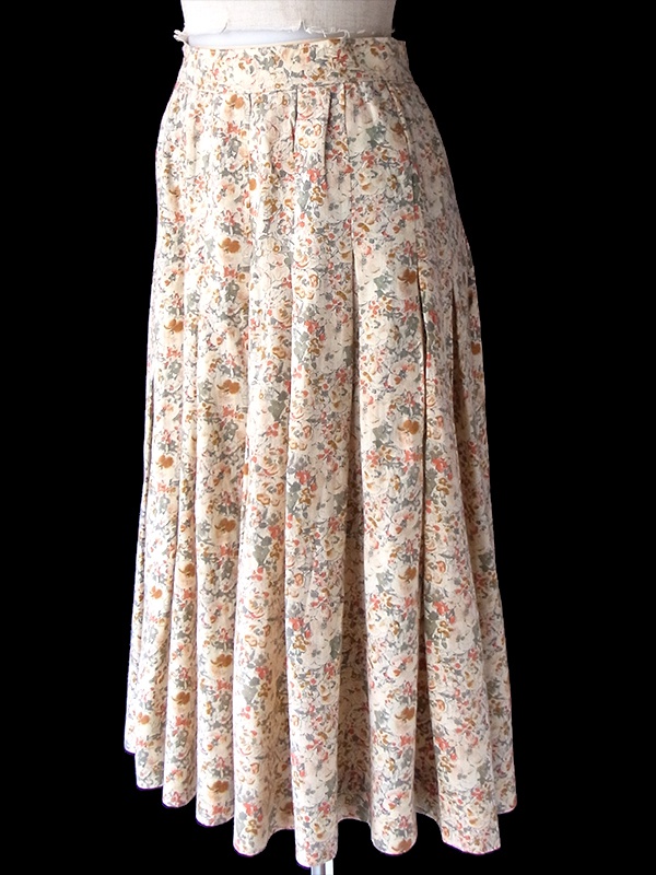 古着　ヴィンテージ　vintage スカート　ボリュームスカート　花柄　レース EU VINTAGE FLOWER PATTERNED FRILL DESIGN LONG SKIRT