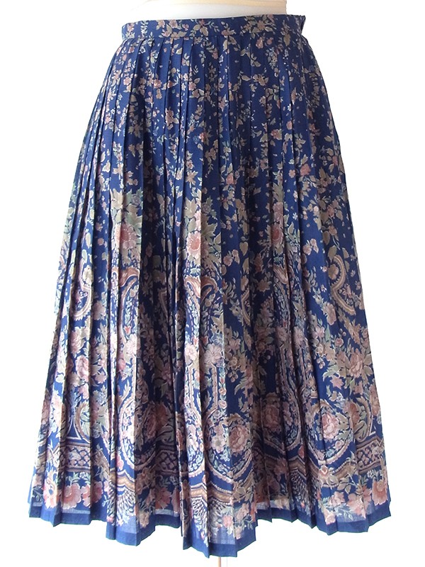 おとなかわいい】70年代フランス製 ネイビー X 花柄プリント 総