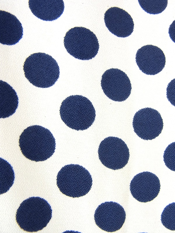 送料無料】フランス買い付け 70年代製 ホワイト X ブルー 水玉