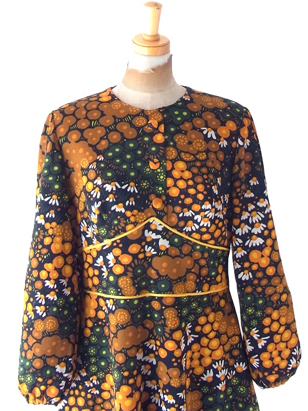 60s 70s フランス製 レトロ ワンピース 送料無料】フランス買い付け 60年代製 レッド X ホワイト