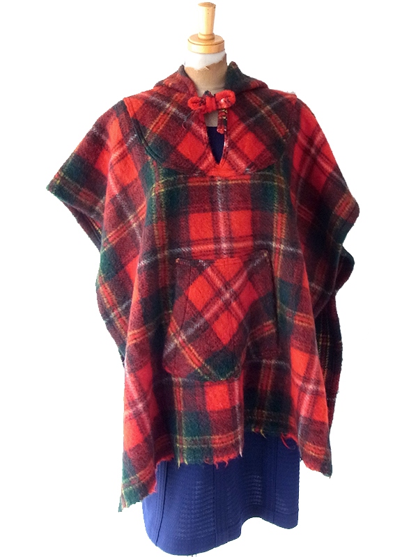 送料無料】フランス買い付け 60年代製 レッド X タータンチェック