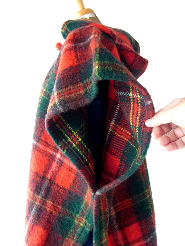 送料無料】フランス買い付け 60年代製 レッド X タータンチェック