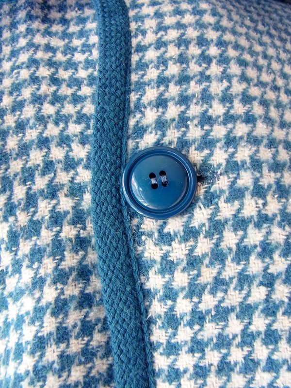 【送料無料】フランス買い付け 60年代製 水色 X 千鳥格子 フード着脱可 ヴィンテージ マント 25FC122【ヨーロッパ古着】