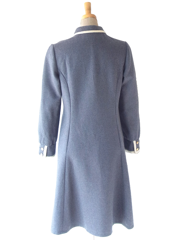 ヨーロッパ古着 フランス買い付け 60年代製 グレイ X ホワイトライニング Aライン ヴィンテージ ワンピース 25FC200