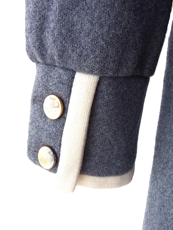 ヨーロッパ古着 フランス買い付け 60年代製 グレイ X ホワイトライニング Aライン ヴィンテージ ワンピース 25FC200