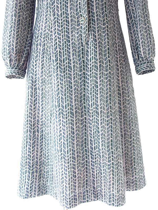 ヨーロッパ古着 60年代フランス製 グレイ X スレート ヘンリボーン柄 ヴィンテージ ワンピース 25FC203