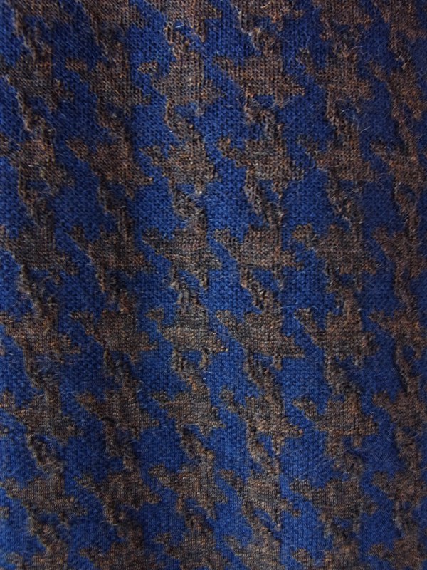 ヨーロッパ古着 フランス買い付け 60年代製 ダークブルー X ブラウン 千鳥格子 ヴィンテージ ウール ワンピース 25FC206