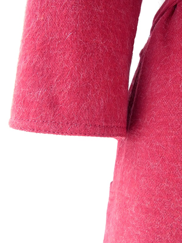 ヨーロッパ古着 60年代フランス製 ボルドー X 共布ベルト付き ヴィンテージ モヘア混 ワンピース 25FC207