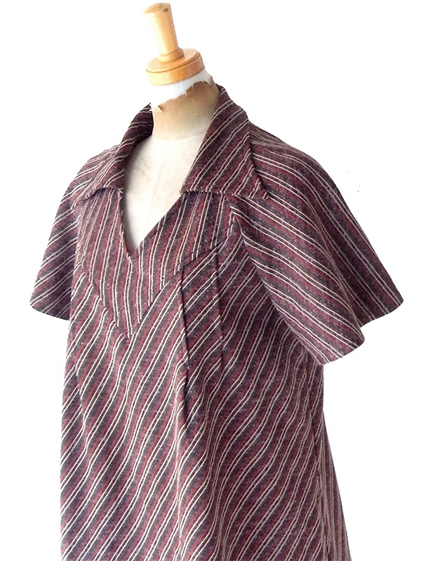 美品 40s 50s フランス ベスト ユーロヴィンテージ ストライプ ブラック 古着 40-50s Snow Drift ブラック ギャバジン ウール 比翼