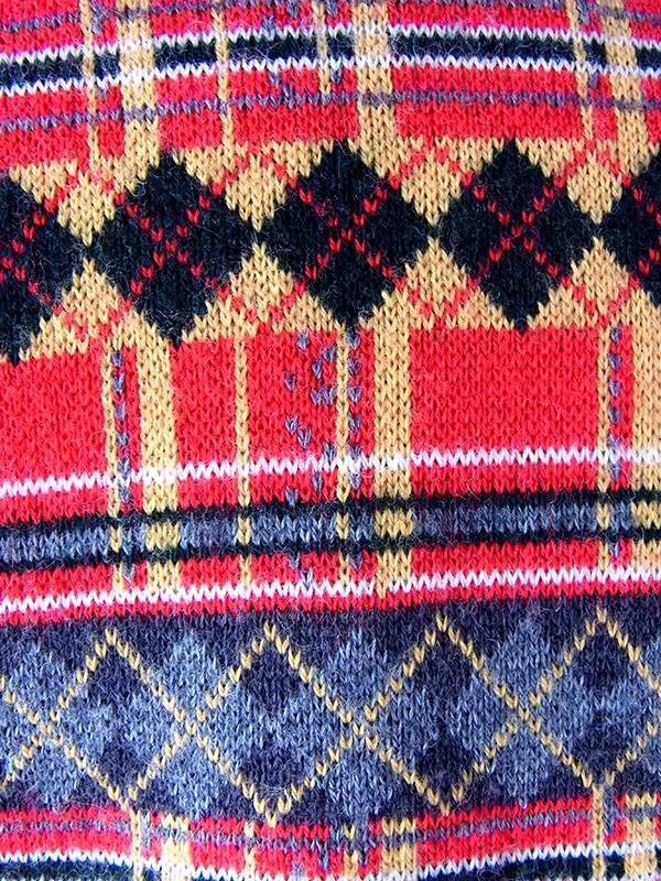 ヨーロッパ古着 ベルギー製 アーガイル×タータンチェック ニットトップス ヴィンテージ ニット トップス 25FC211