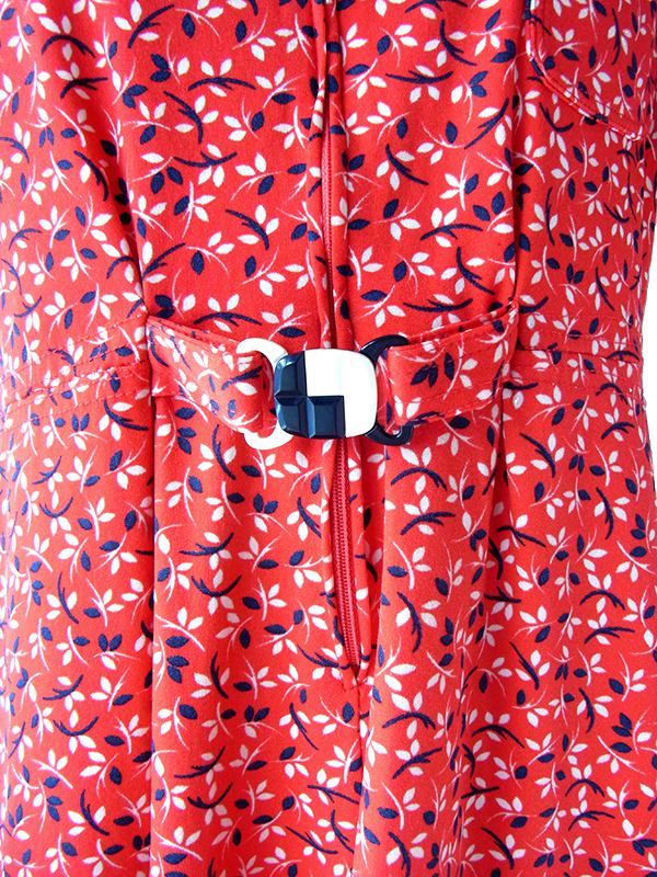 送料無料】70年代フランス製 レッド X ブルー・ホワイト 小花柄