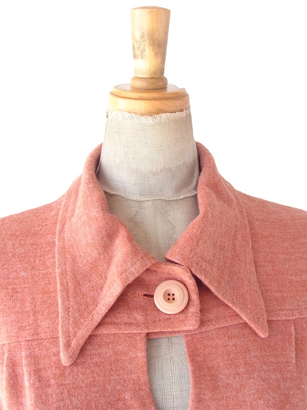 ヨーロッパ古着 フランス買い付け 60年代製 アプリコットピンク  ヴィンテージ ワンピース 25FC303