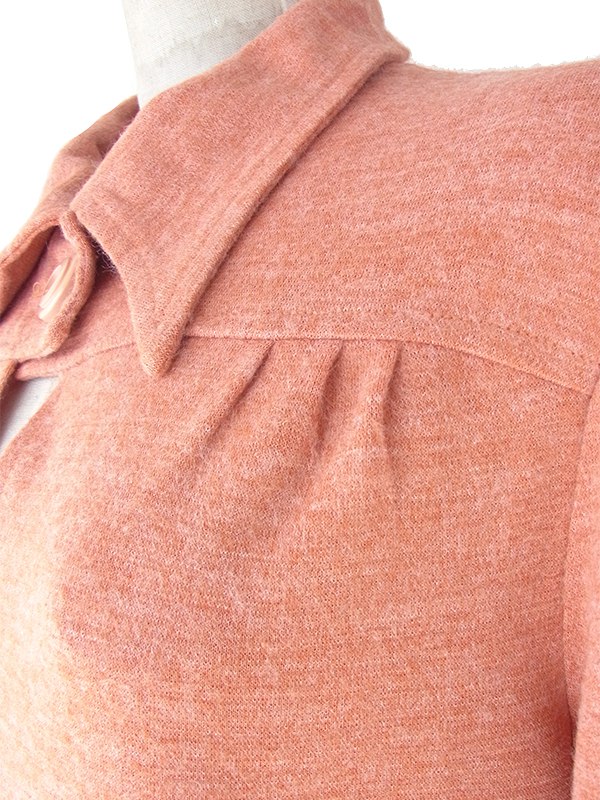 ヨーロッパ古着 フランス買い付け 60年代製 アプリコットピンク  ヴィンテージ ワンピース 25FC303