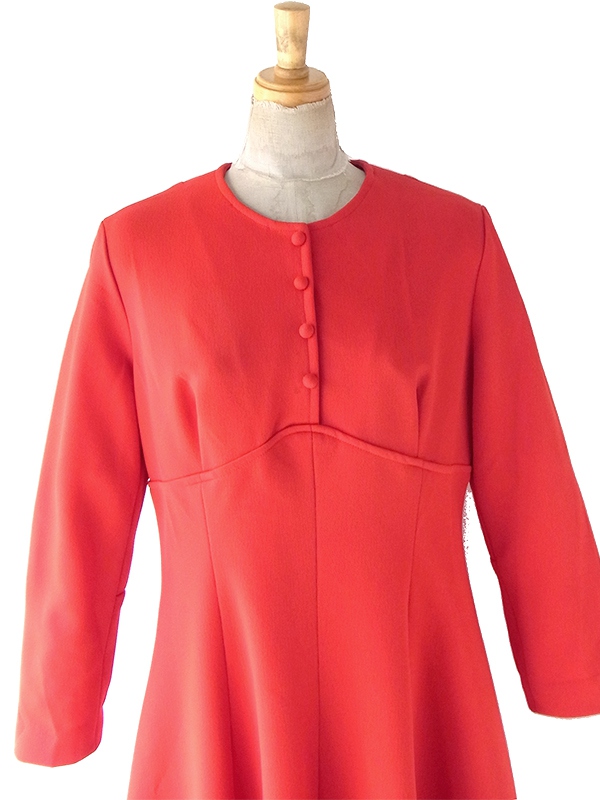 送料無料】70年代フランス製 レッドオレンジ ヴィンテージ フレア