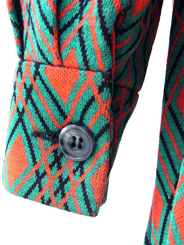 ヨーロッパ古着 フランス買い付け 70年代製 グリーン X  レッド・ブラック アーガイル柄 ヴィンテージ ワンピース 25FC305