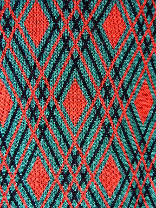 ヨーロッパ古着 フランス買い付け 70年代製 グリーン X  レッド・ブラック アーガイル柄 ヴィンテージ ワンピース 25FC305