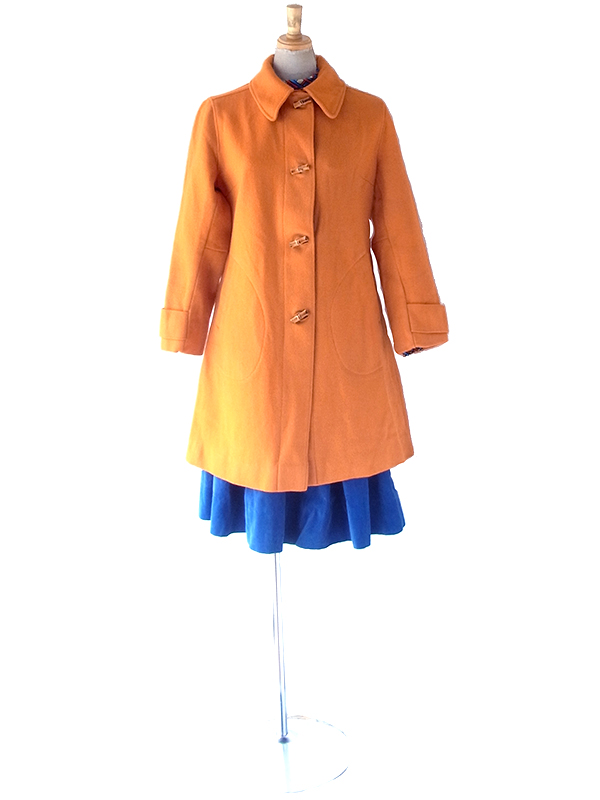 ヨーロッパ古着 フランス買い付け 60年代製 オレンジ X ヴィンテージ ウール コート 25FC306