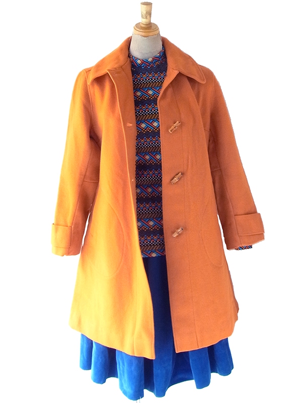 ヨーロッパ古着 フランス買い付け 60年代製 オレンジ X ヴィンテージ ウール コート 25FC306