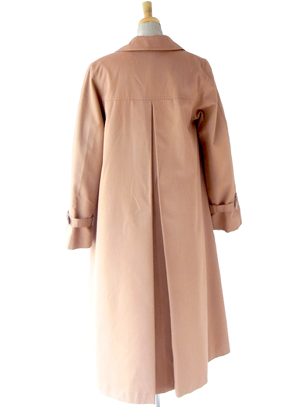 【送料無料】フランス買い付け 60年代製 ライトブラウン X チェック柄裏地 Aライン ヴィンテージ コート 25FC308【ヨーロッパ古着】