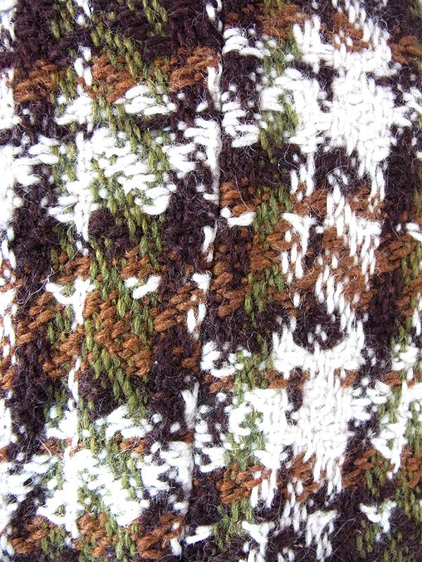 ヨーロッパ古着 フランス買い付け 60年代製 アイボリー X ブラウン・グリーン チェックツイード ウール コート 25FC310