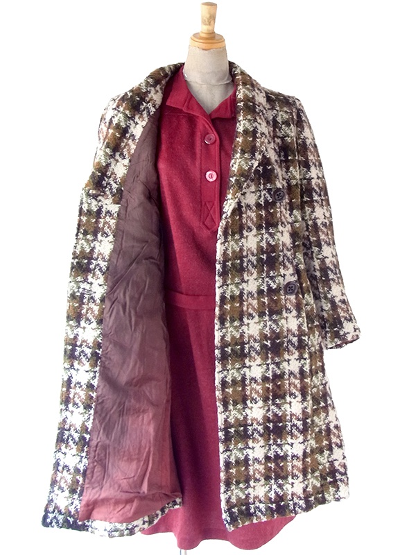 送料無料】 フランス買い付け 60年代製 アイボリー X ブラウン