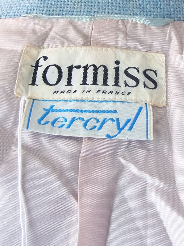 ヨーロッパ古着 60年代フランス製 パウダーブルー X 固定ベルト付き ヴィンテージ ジャケット 25FC312