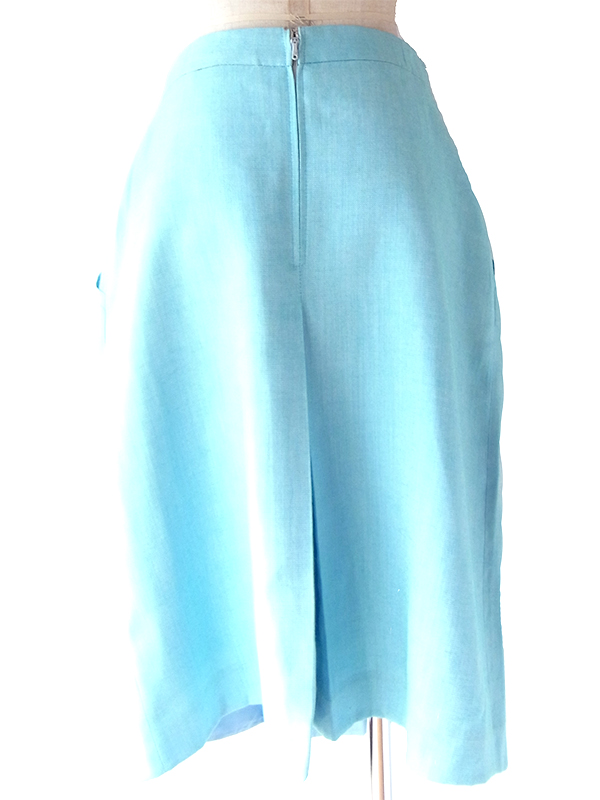 ヨーロッパ古着 フランス買い付け 60年代製 水色 X ボックスプリーツ ヴィンテージ スカート 25FC315