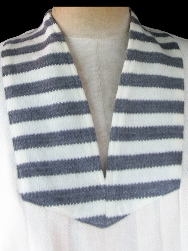 【送料無料】フランス買付け 60年代製 オフホワイト X グレイ ボーダー プリーツ ワンピース 26FC002【ヨーロッパ古着】